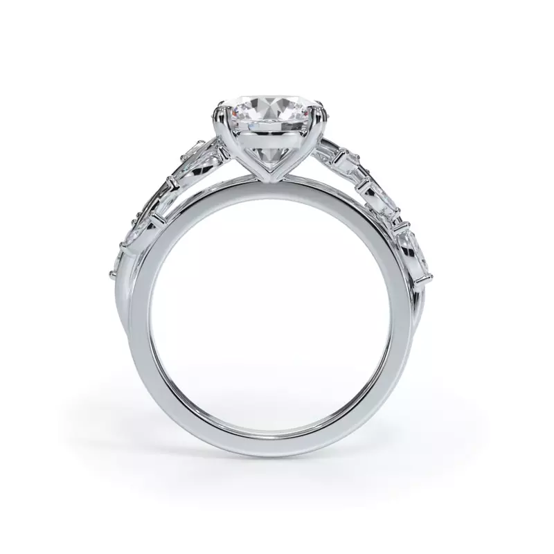 14K White Gold Vinetta Marquise Engagement Ring 