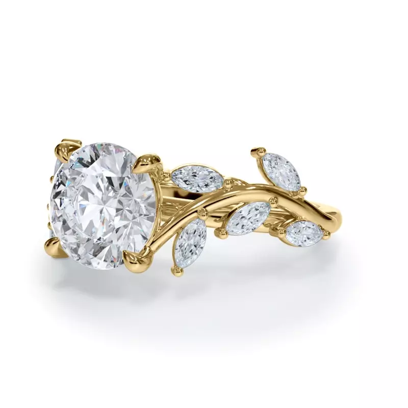 14K Yellow Gold Vinetta Marquise Engagement Ring 
