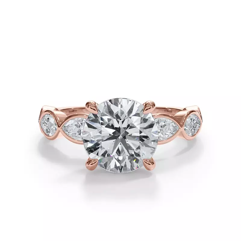 14K Rose Gold Bellora Marquise Bezel Hidden Halo Engagement Ring