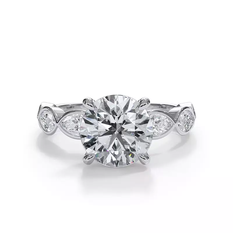 Platinum Bellora Marquise Bezel Hidden Halo Engagement Ring