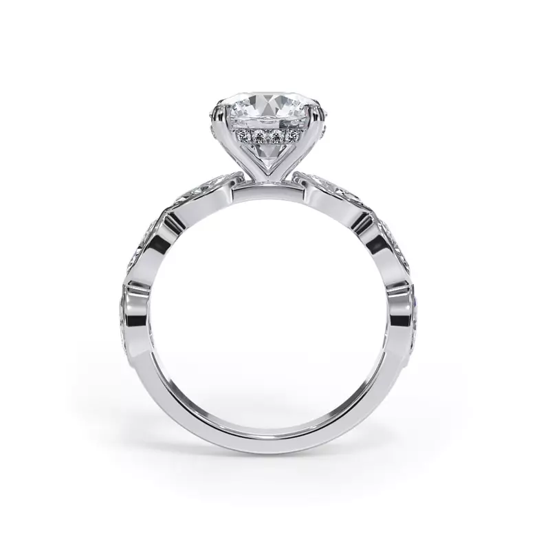 Platinum Bellora Marquise Bezel Hidden Halo Engagement Ring