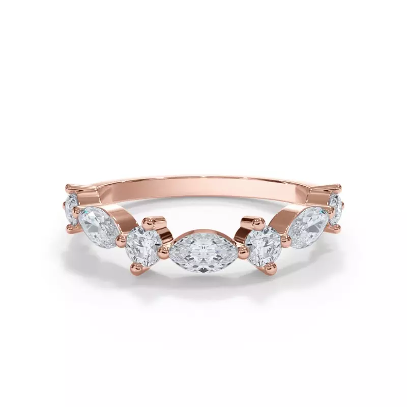 Matae Round And Marquise Diamond Curved Band