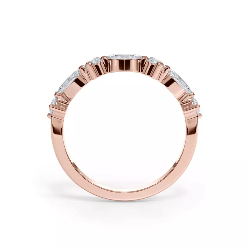 18K Rose Gold Matae Round And Marquise Diamond Curved Band