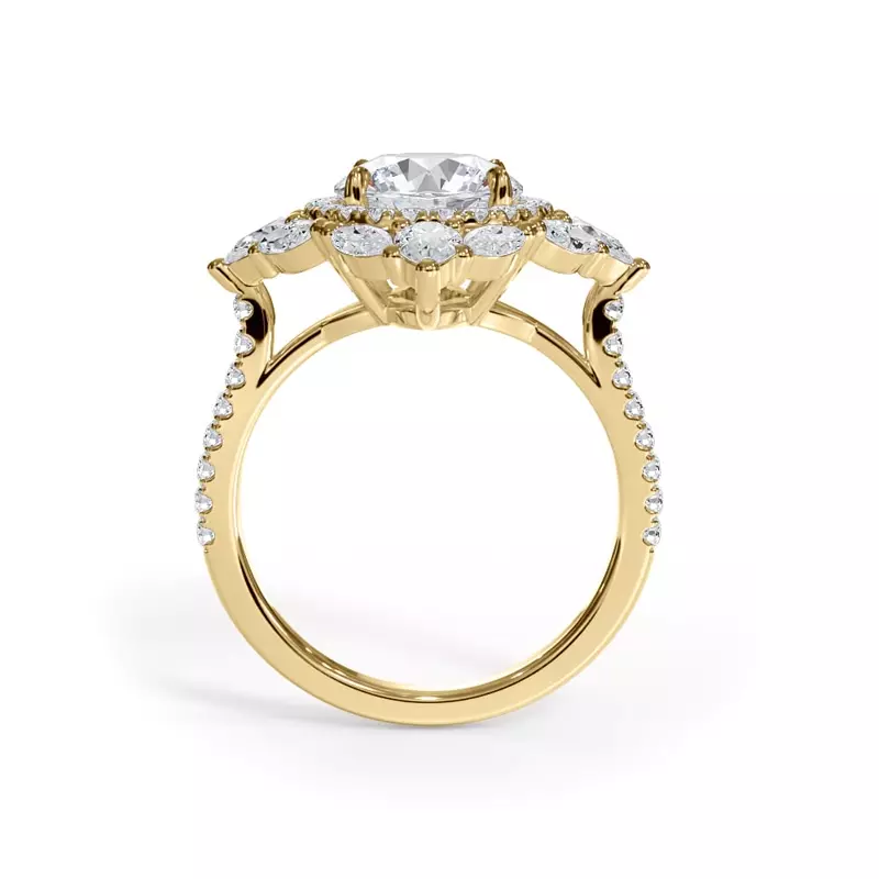 14K Yellow Gold Opuluxe Double Diamond Halo Engagement Ring