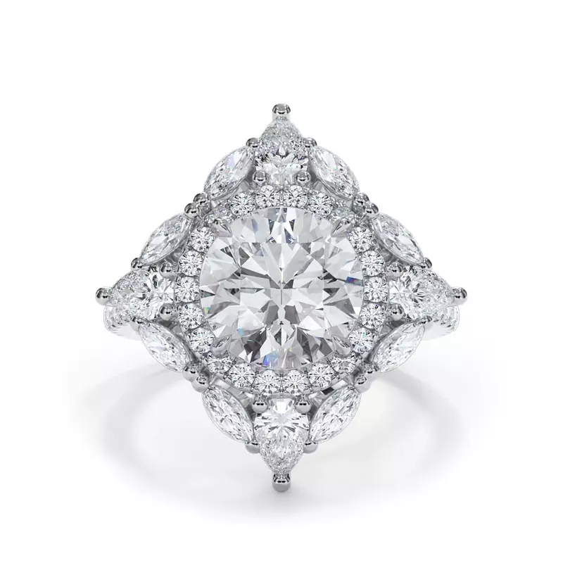 Platinum Opuluxe Double Lab Halo Engagement Ring