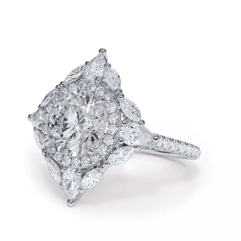 Platinum Opuluxe Double Lab Halo Engagement Ring