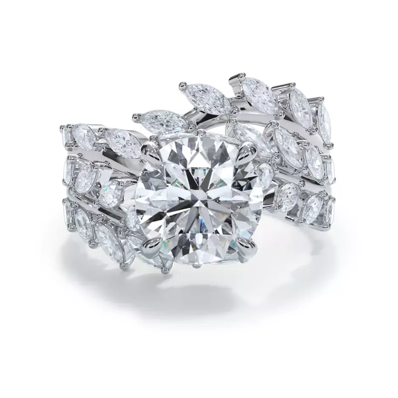 14K White Gold Veraison Marquise Lab Band