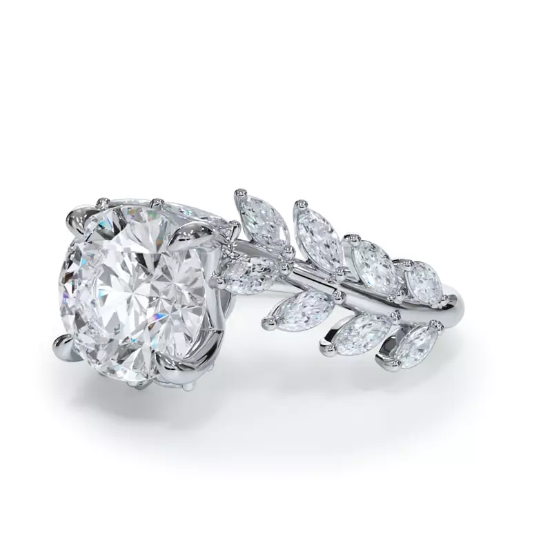 14K White Gold Veraison Marquise Lab Vine Engagement Ring