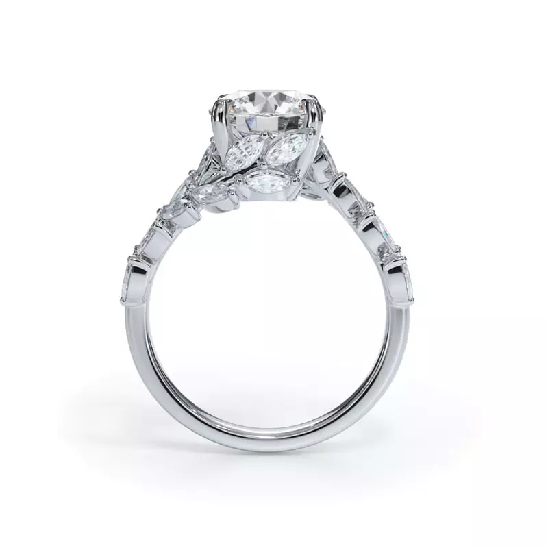 14K White Gold Veraison Marquise Lab Vine Engagement Ring