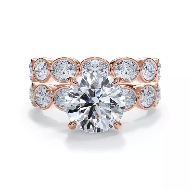 18K Rose Gold Bellora Oval Diamond Bezel Band