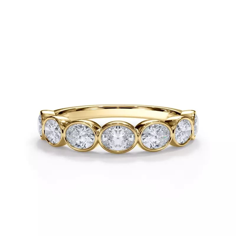 18K Yellow Gold Bellora Oval Lab Bezel Band