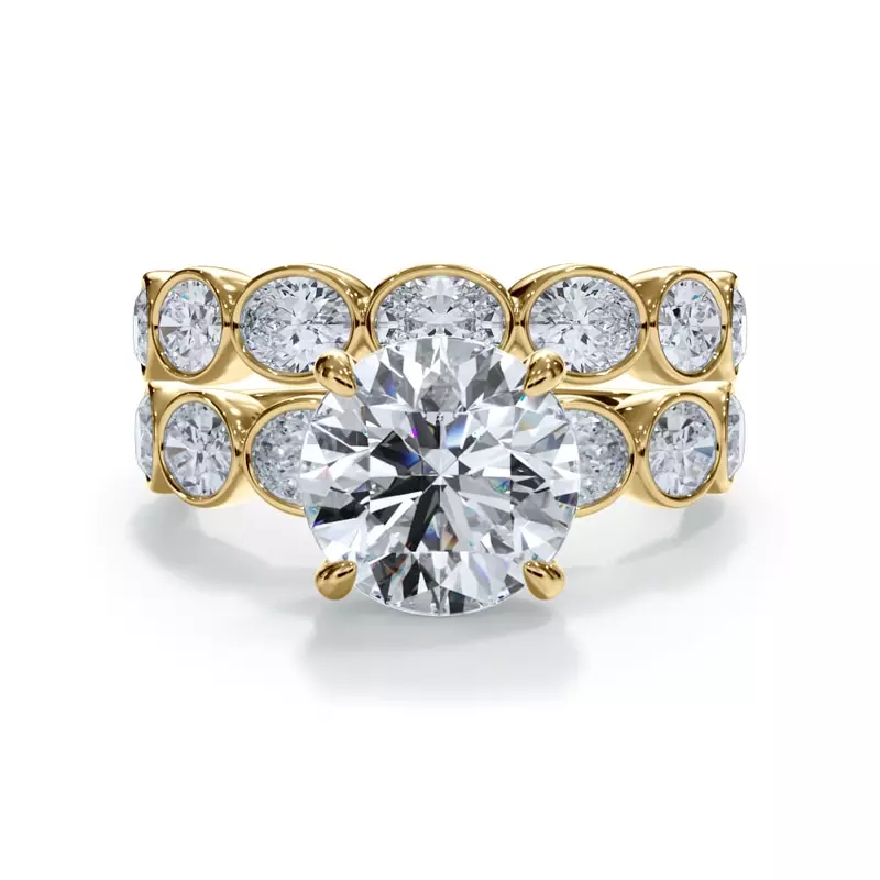 18K Yellow Gold Bellora Oval Lab Bezel Band