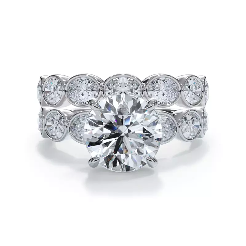 Platinum Bellora Oval Lab Bezel Band