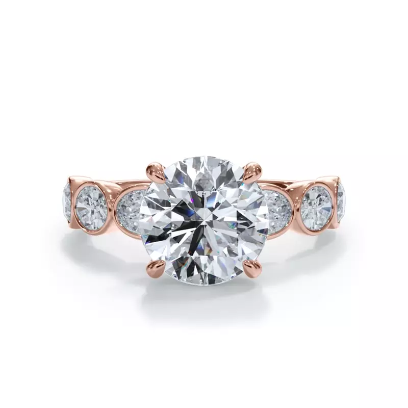 14K Rose Gold Bellora Oval Lab Bezel Engagement Ring