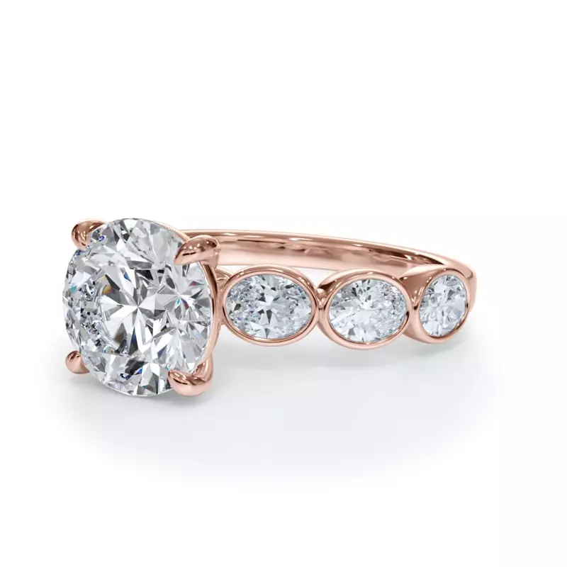14K Rose Gold Bellora Oval Lab Bezel Engagement Ring