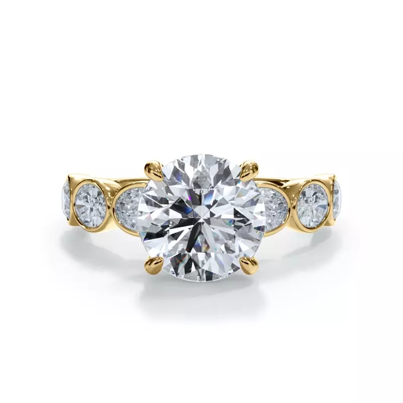 14K Yellow Gold Bellora Oval Diamond Bezel Engagement Ring