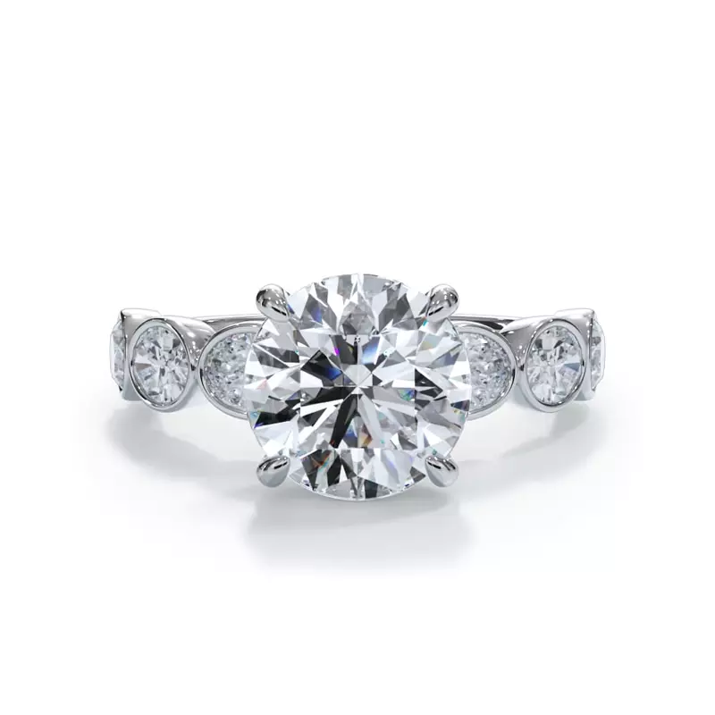Platinum Bellora Oval Lab Bezel Engagement Ring