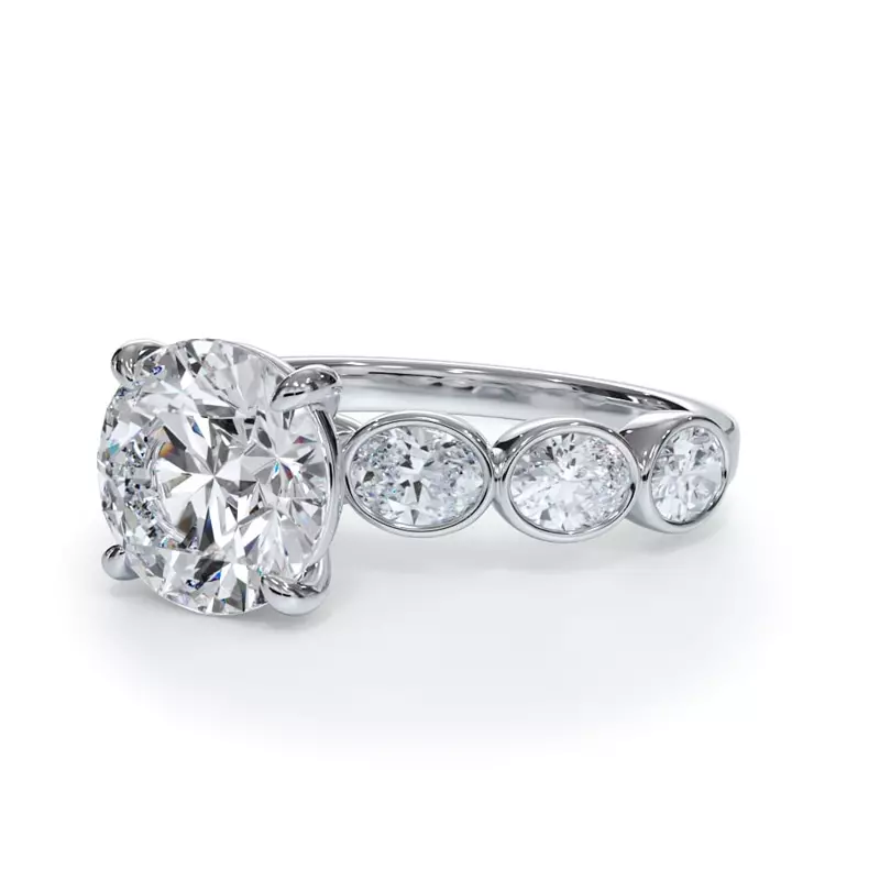 Platinum Bellora Oval Lab Bezel Engagement Ring