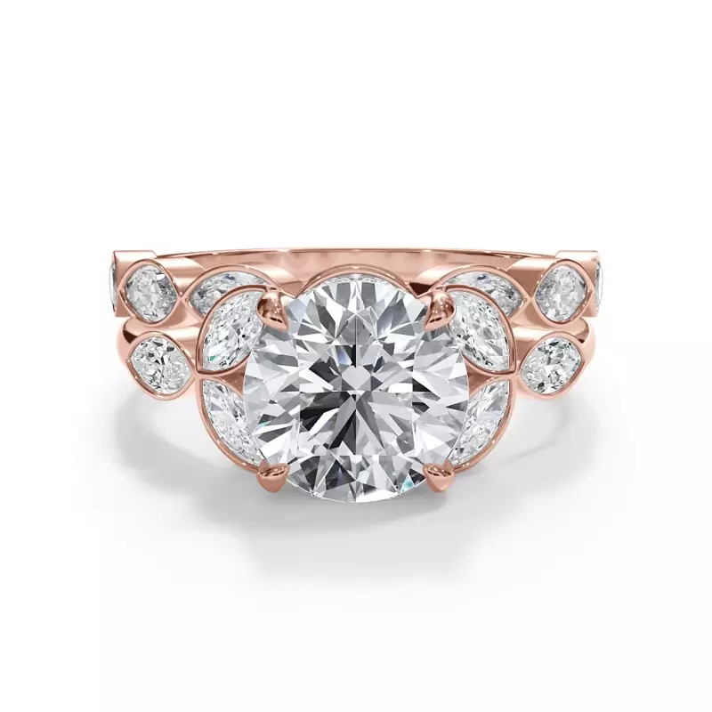 14K Rose Gold Bellora Marquise Lab Bezel Band