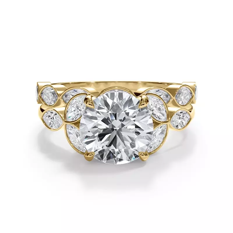 14K Yellow Gold Bellora Marquise Diamond Bezel Band