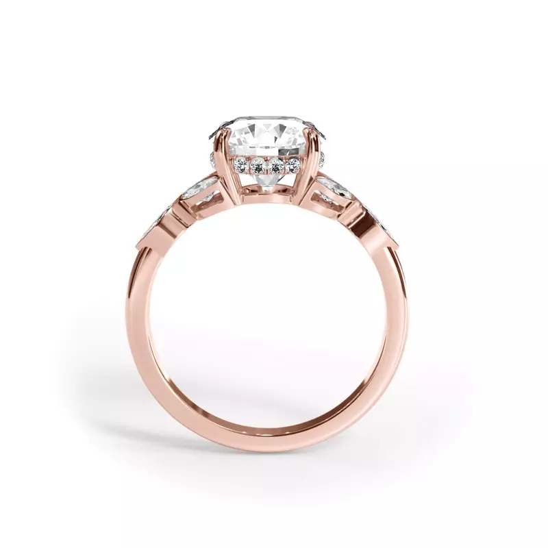 14K Rose Gold Bellora Trio Marquise Diamond Bezel Engagement Ring