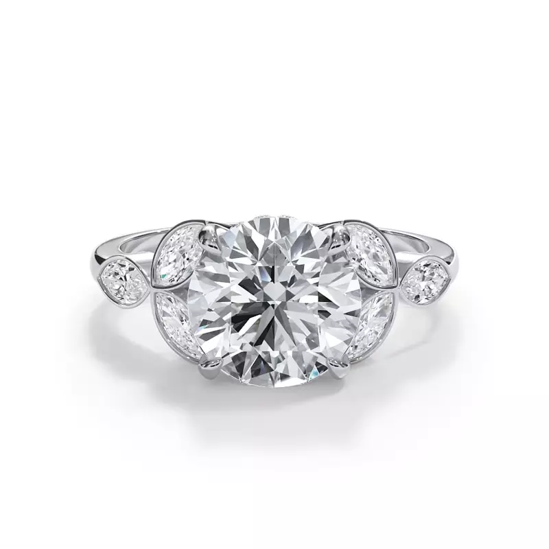 Platinum Bellora Trio Marquise Diamond Bezel Engagement Ring