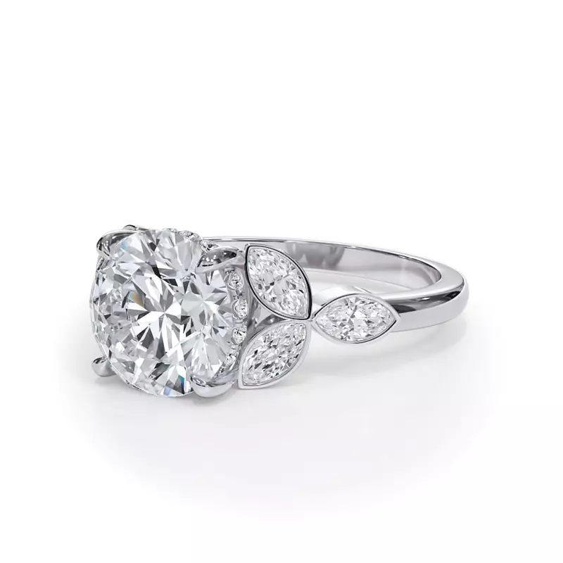 Platinum Bellora Trio Marquise Diamond Bezel Engagement Ring