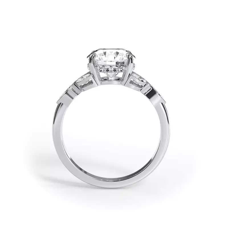 Platinum Bellora Trio Marquise Diamond Bezel Engagement Ring
