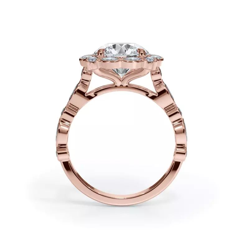 14K Rose Gold Luminaria Bezel Marquise Halo Ring