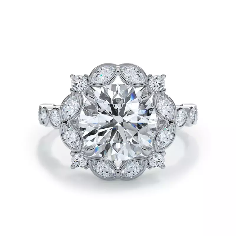 Platinum Luminaria Bezel Marquise Halo Ring