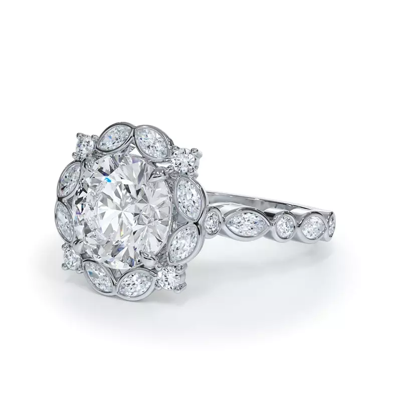 Platinum Luminaria Bezel Marquise Halo Ring