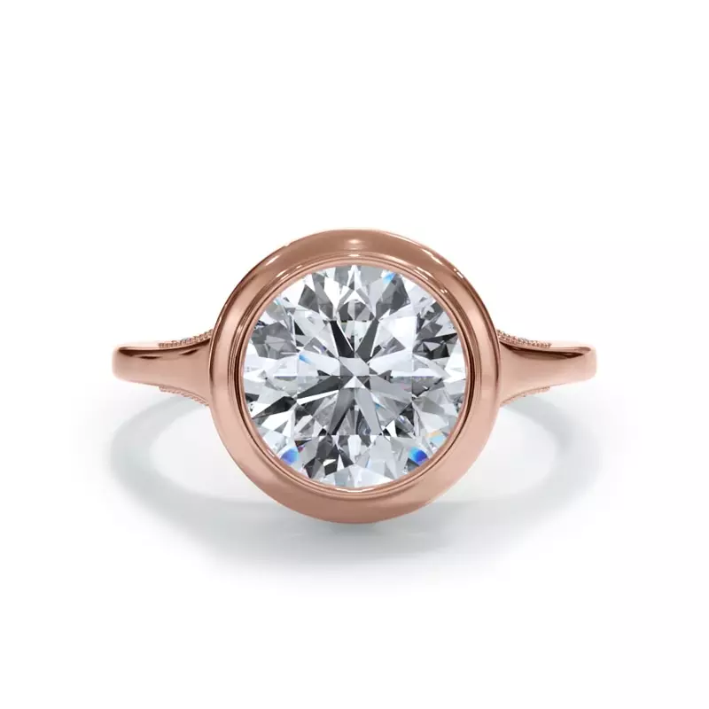 14K Rose Gold Cristalla Pavé Profile Bezel Engagement Ring