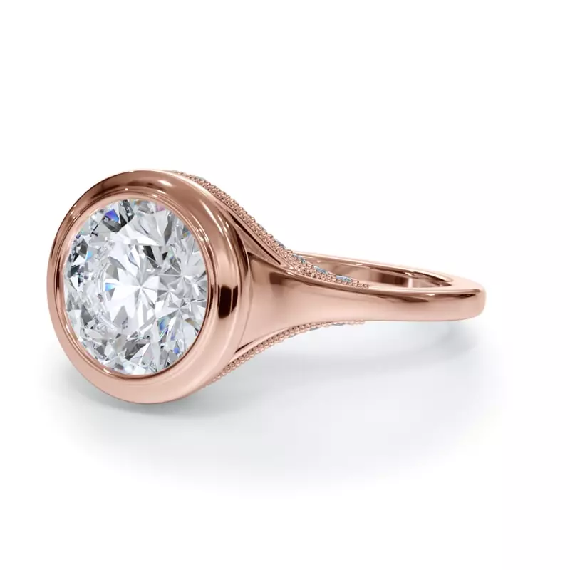 14K Rose Gold Cristalla Pavé Profile Bezel Engagement Ring