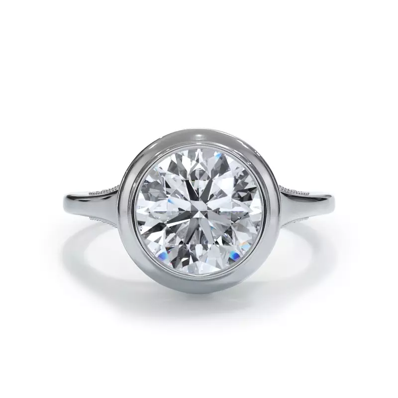 14K White Gold Cristalla Pavé Profile Bezel Engagement Ring