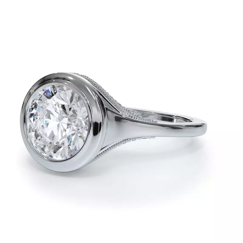 14K White Gold Cristalla Pavé Profile Bezel Engagement Ring