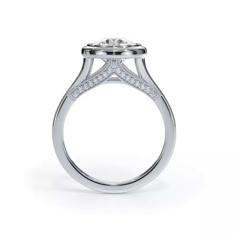14K White Gold Cristalla Pavé Profile Bezel Engagement Ring
