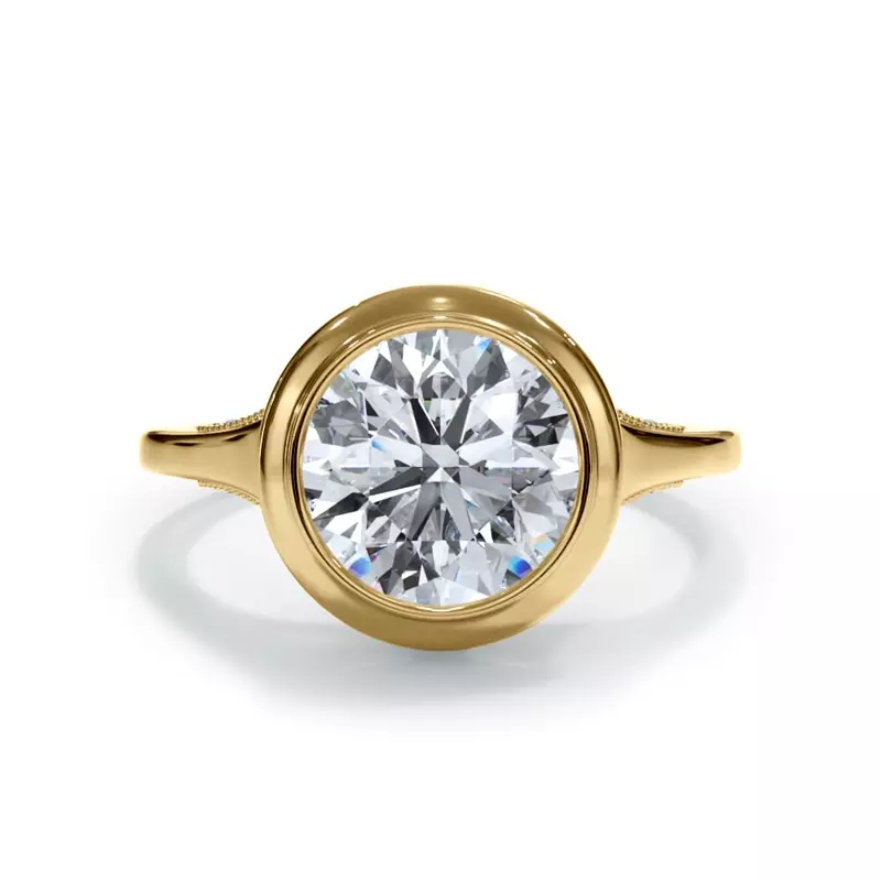 14K Yellow Gold Cristalla Pavé Profile Bezel Engagement Ring