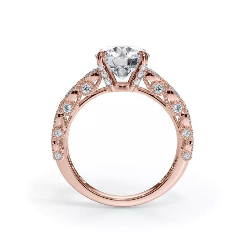 14K Rose Gold Amara Vintage Pear-Shaped Lab Engagement Ring