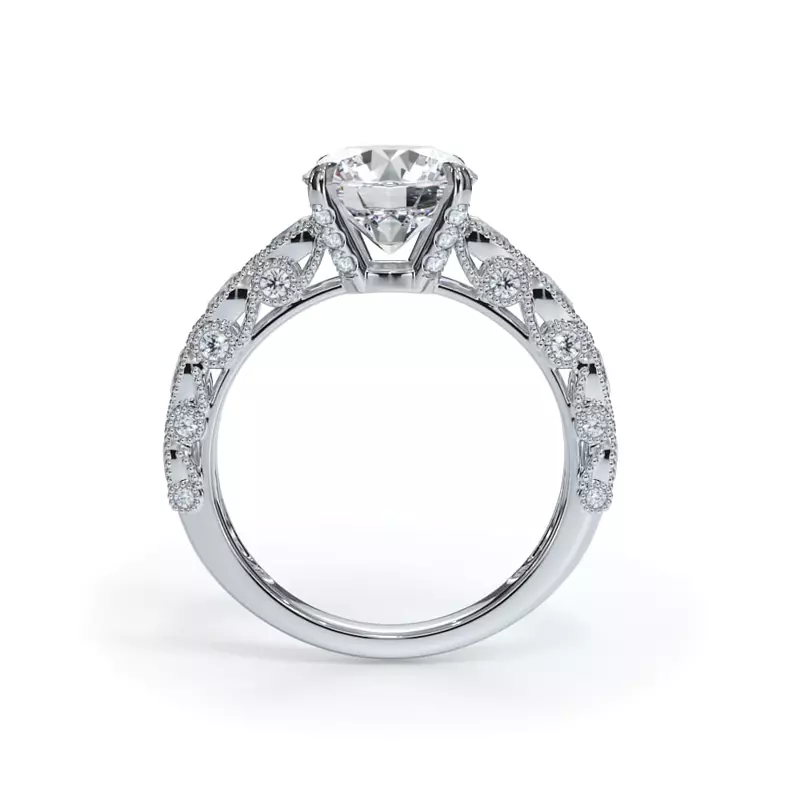 14K White Gold Amara Vintage Pear-Shaped Diamond Engagement Ring