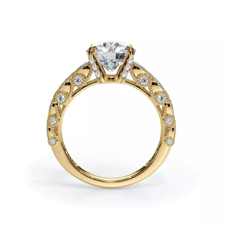 14K Yellow Gold Amara Vintage Pear-Shaped Lab Engagement Ring