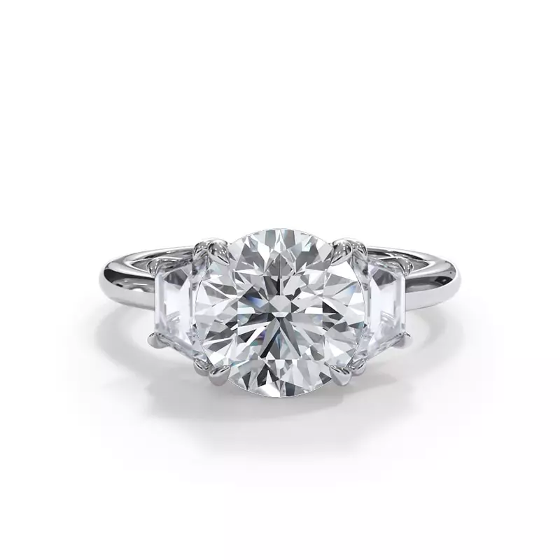 14K White Gold Eclipse Trapezoid Lab Engagement Ring