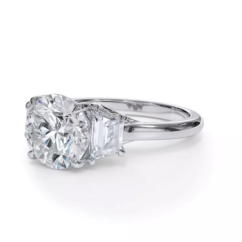 14K White Gold Eclipse Trapezoid Lab Engagement Ring