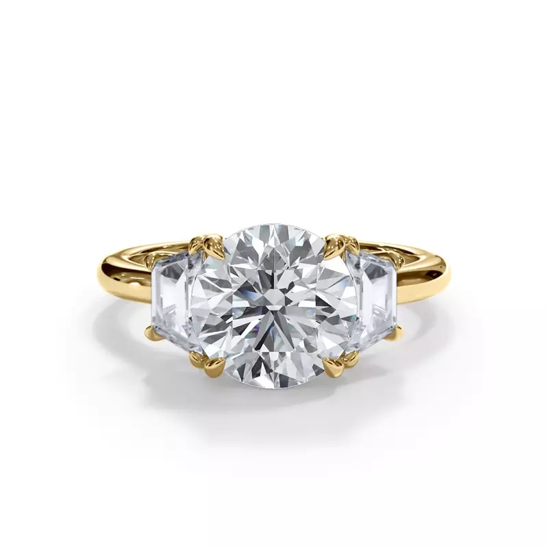 14K Yellow Gold Eclipse Trapezoid Lab Engagement Ring