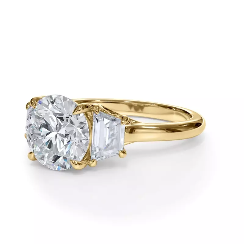 14K Yellow Gold Eclipse Trapezoid Lab Engagement Ring