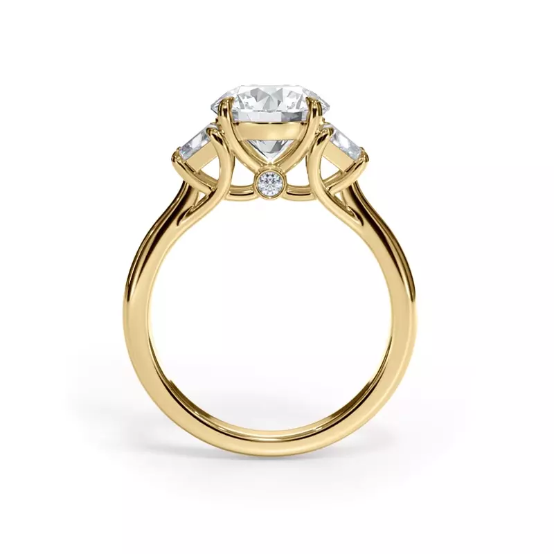 14K Yellow Gold Eclipse Trapezoid Lab Engagement Ring