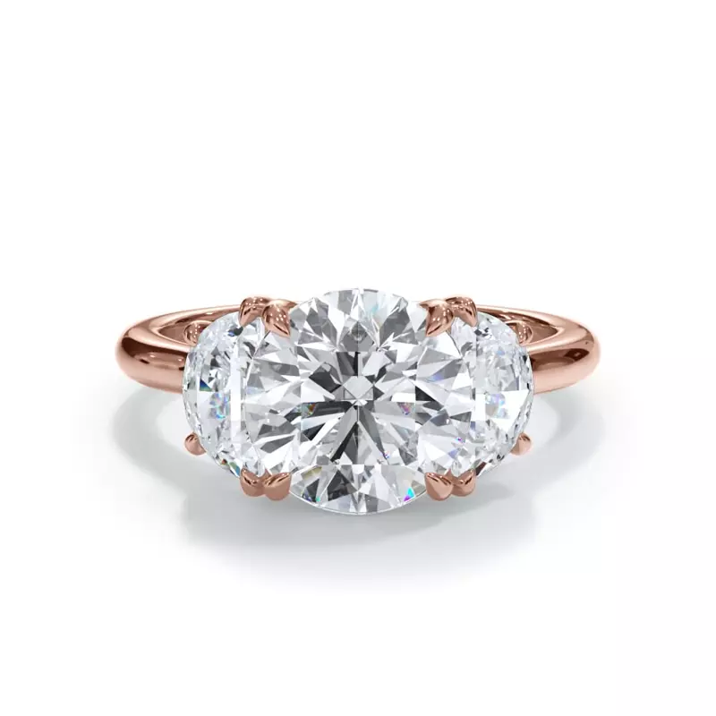 14K Rose Gold Eclipse Half-Moon Lab Engagement Ring