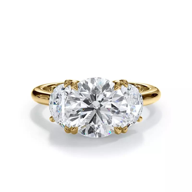14K Yellow Gold Eclipse Half-Moon Lab Engagement Ring