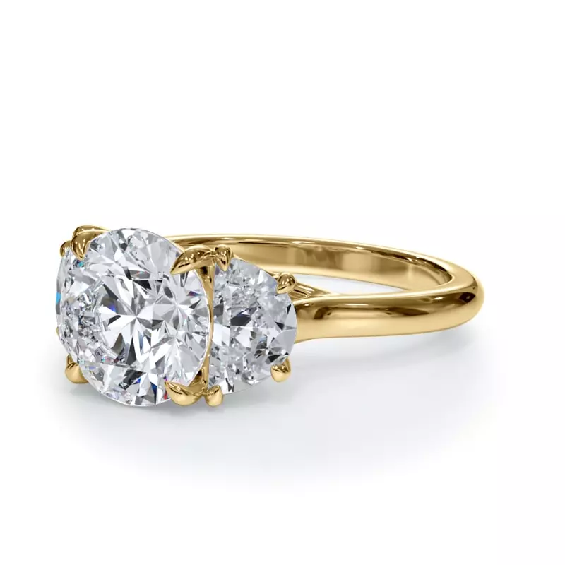 14K Yellow Gold Eclipse Half-Moon Lab Engagement Ring