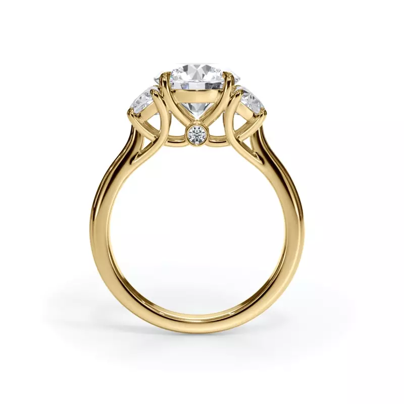 14K Yellow Gold Eclipse Half-Moon Lab Engagement Ring
