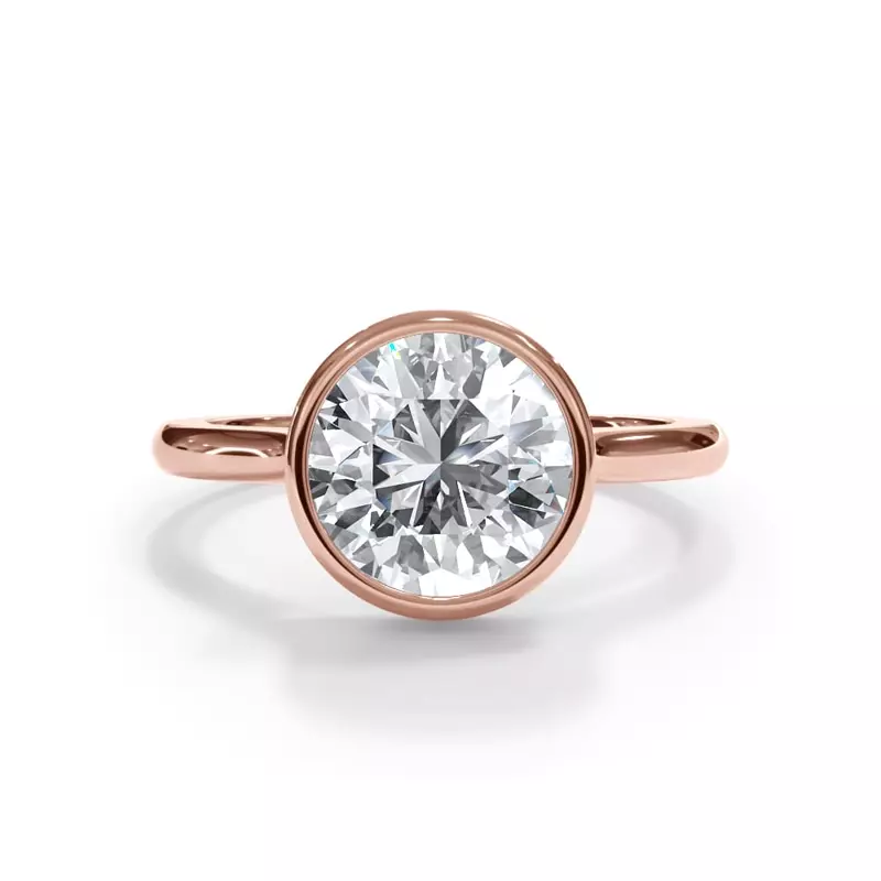 14K Rose Gold Enigma Bezel Hidden Halo Engagement Ring